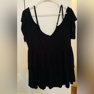 Torrid size 1 black off shoulder babydoll blouse